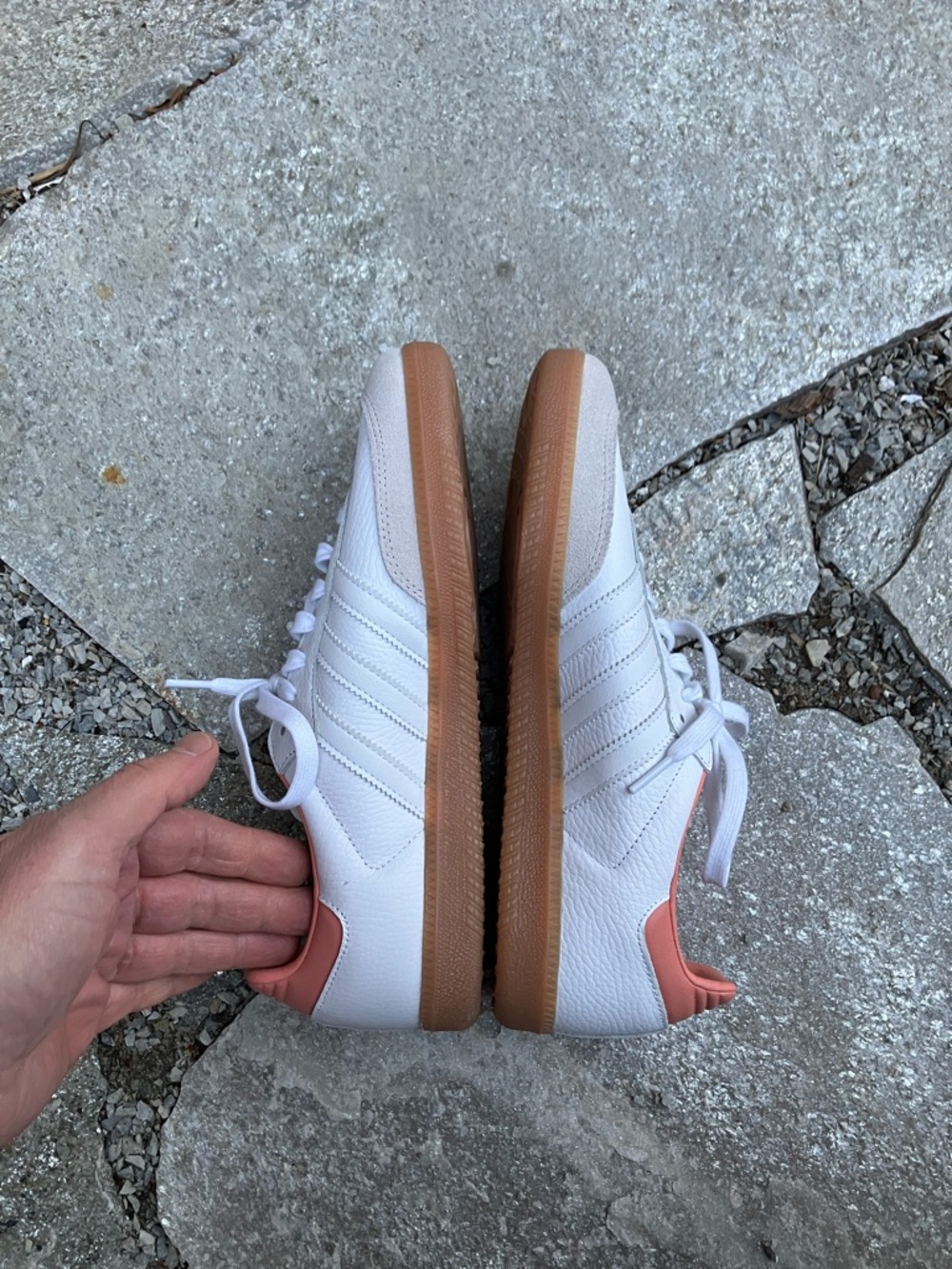 Adidas Samba Leather Sneakers in White & Coral - Picture 6 of 16